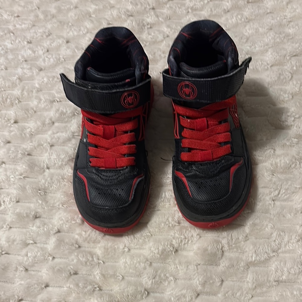 Kids Black and Red High-Top Sneakers